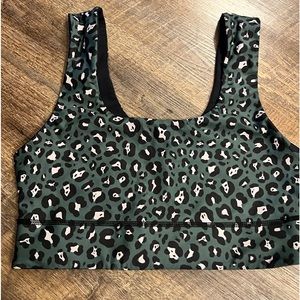 Fabletics Leopard Print Crop Top - Green and Black